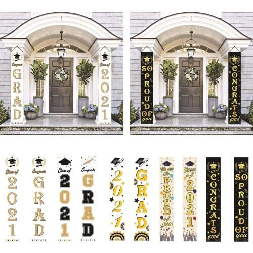 1 Pair Graduation Banners Large Party Polyester Sign Door Decoration Accessories