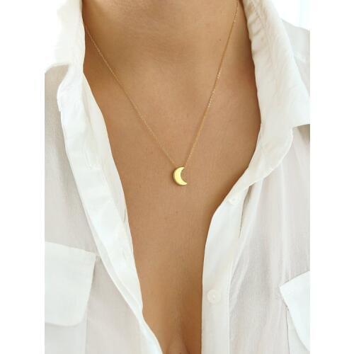 10 cute little half moon necklace simple crescent Eclipse necklace small silvery moon necklace star sky universe planet jewelry