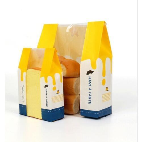 2019 fashion food box 50pcs yellow color three size Bread and toast bag wholesale package food kraft paper bag baking soil bag