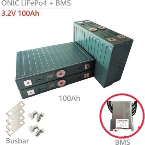 4pcs LiFePo4 3.2V 100Ah Lithium Iron Phosphate Battery Pack Cell For Solar System Storage Saving with Busbar & BMS
