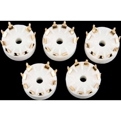 5Pcs Ceramic 9pin B9A PCB Mount Tube Socket 12AX7 12AT7 Hifi Audio Vintage AMP