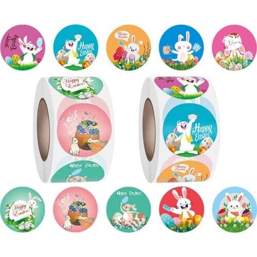 500pcs Round Labels Easter Handmade Kraft Paper Sealing Sticker Candy Bag Gift Box Packing Wedding Party Thanks Sticker Decor