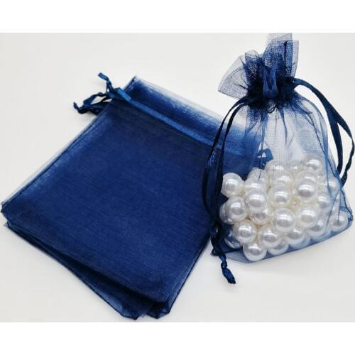 500pcs Organza-Bags Navy Blue Organza Gift Bags For Jewelry Packaging Display Christmas Wedding Jewelry Storage Drawstring Bag