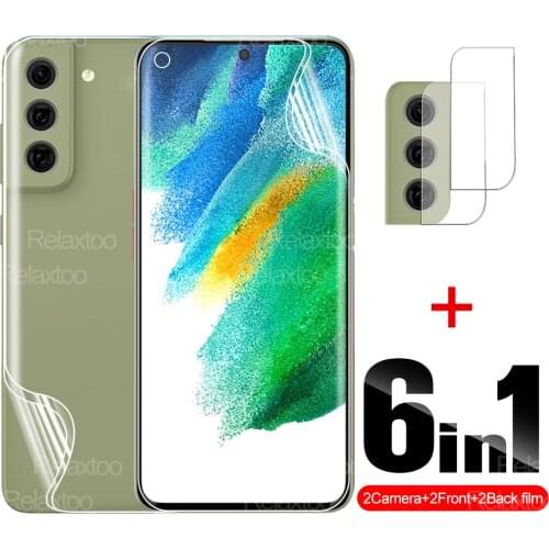 6-in-1 Hdrogel Front+Back Film Screen Protector For Samsung Galaxy S21 FE 5G s 21 21fe S21fe Camera Protective Full Cove Glass
