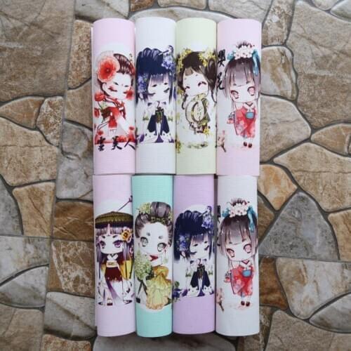 18cm*18cm -8pcs Flower Girl Japanese Style Cotton Fabric For Sewing Home decoration,Cushion DIY Digital Printing Cloth D20