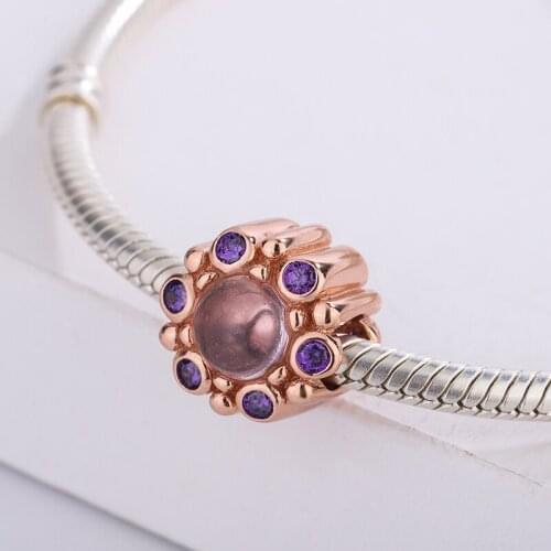 925 Sterling Silver Classic Women Friendship Love Sparking Blue CZ Flower Pink Charm Bracelet DIY Jewelry For Original Pandora