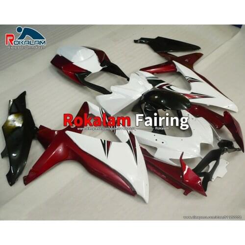 ABS Fairing For Suzuki GSXR600 GSXR750 K8 2008 2009 2010 GSX-R600 08 GSX-R750 10 White Red Autobike Body Kit (Injection Molding)