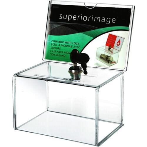 Acrylic Donation Collection Box,Perspex Charity Fundraising Box with Keylock for Church,non-profitable Group,Charity
