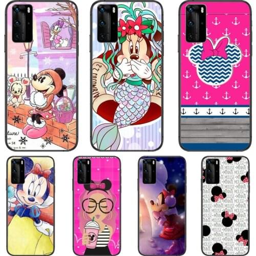 Cute Lovely Minnie Mouse Phone Case For Huawei P40 p30 P20 10 9 8 Lite E Pro Plus Black Etui Coque Painting Hoesjes comic fas