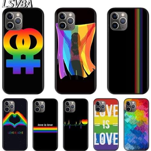Gay Lesbian LGBT Rainbow Pride For Apple iPhone 12 11 XS Pro Max Mini XR X 8 7 6 6S Plus 5 SE 2020 Black TPU Cover Phone Case