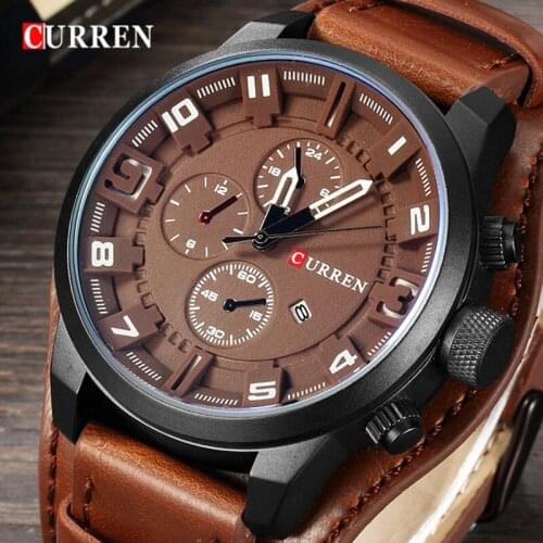 CURREN New Men Watch Top Luxury Brand Sport Military Business Casual Male Clock Leather Band Wrist Quartz Mens Watches Gift 8225