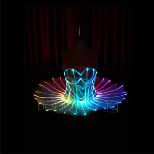 DMX programmable full color led light women dress singer performance wears RGB luminous skirt party wear outfit dj clothes disco