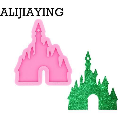 DY0479 Glossy Cartoon castle Keychain Mould Silicone Resin Pendant Mold for Epoxy Jewelry Making DIY Crafts Necklace