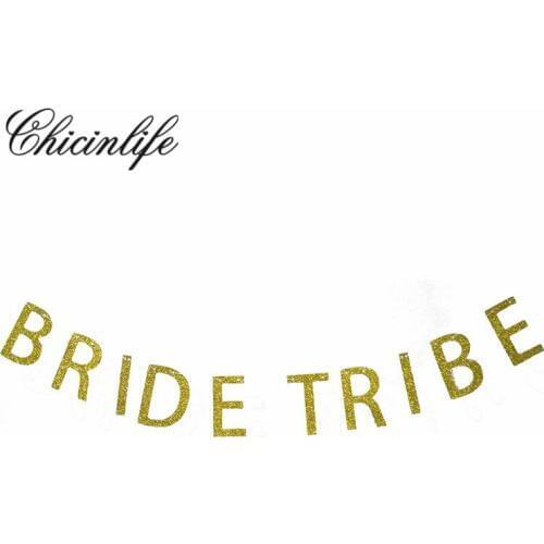 Chicinlife Bride Tribe Glitter Banner Garland Photo Props Bachelorette Hen Party banner Bridal Shower Wedding Decor supplies