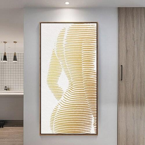 HD Printed Nordic Contracted Aureate Relief Body Curve Beauty Wall Art Canvas Painting Poster And Prints For Living Roon Decor
