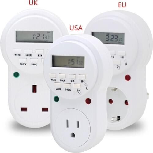 Intelligent Power Adapter EU USA UK Plug-in Digital LCD Power Programmable Timer Time Switch Socket Relay