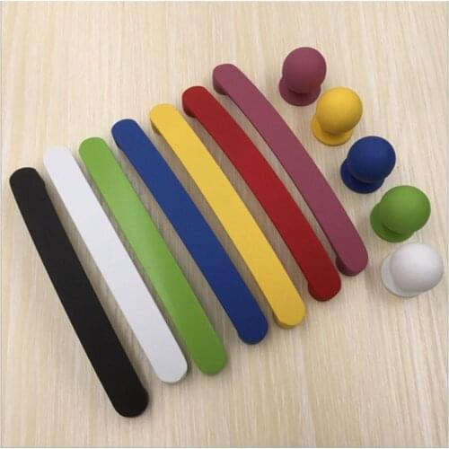 Candy Color Childrens Room Handles Zinc Alloy Plastic Surface Treatment Drawer Wardrobe Door Knobs Rainbow Color Child Handle