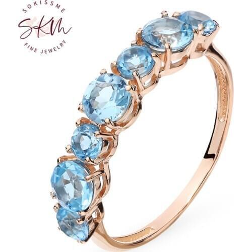 SKM Delicate topaz rings for women 14k rose gold Vintage Engagement rings designer Promise Luxury Fine Jewelry