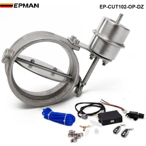 Exhaust Control Valve Set With Vacuum Actuator CUTOUT 102mm Pipe OPEN STYLE with Wireless Remote Controller EP-CUT102-OP-DZ