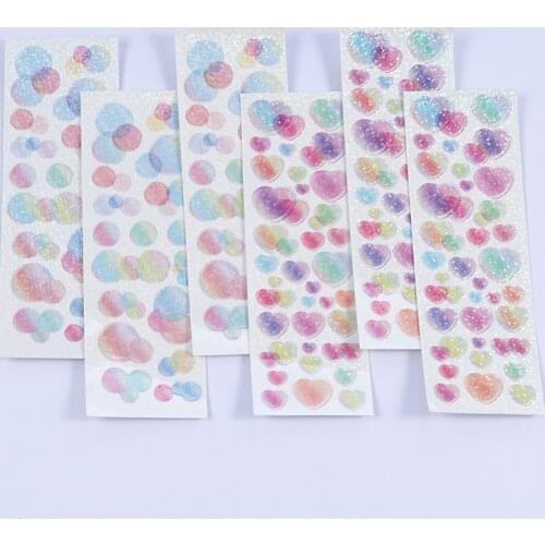 Korean Colorful Bubble Love Laser Stickers Scrapbook Handmade DIY Album Cup Stationery Decoration Kawaii Stickers