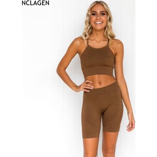 NCLAGEN Seamless Suit Women Push-up Sport Bra And Short High Waist Running Breathable Yoga Set Gym Workout Crop Top Sportwear