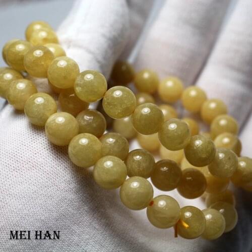 Meihan natural yellow beryl 6mm (2 bracelets/set) charm gem stone loose beads for jewelry making DIY bracelet