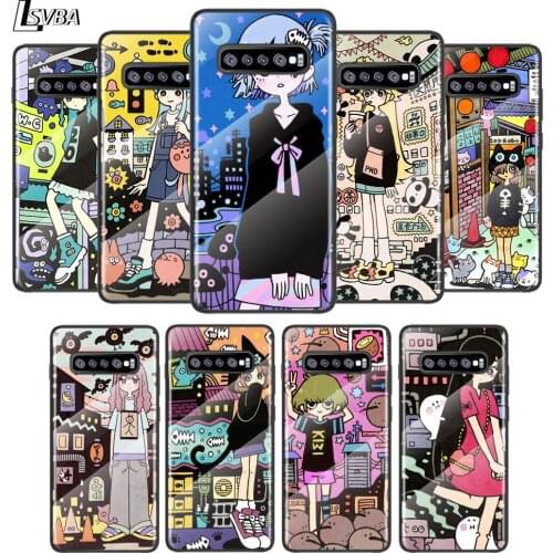 Fashion Cute Anime Girl For Samsung Galaxy S21 Ultra Plus 5G M51 M31 M21 Tempered Glass Cover Shell Luxury Phone Case