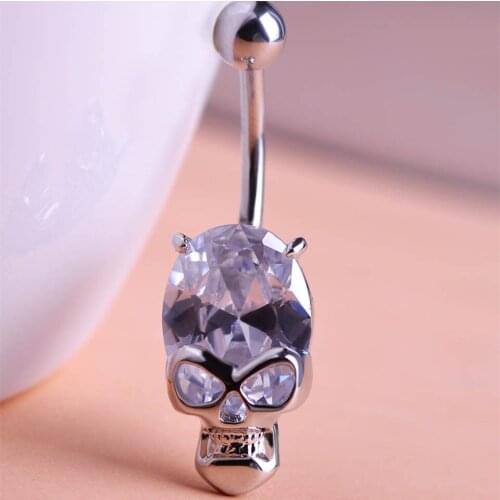 Ms Betti Skull Navel Ring Anti Allergy Titanium Belly Button Rings Body Piercing With Crystal From Austria