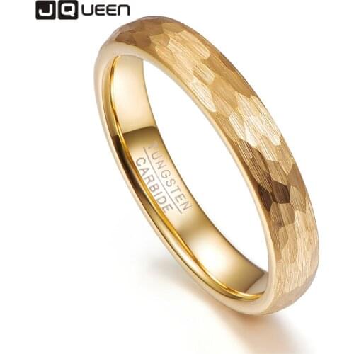 Gold Color Geometric Figure 4 & 6mm Width Men Women Rings Tungsten Carbide Couple Gift Anillos Wedding Bands AAA Quality