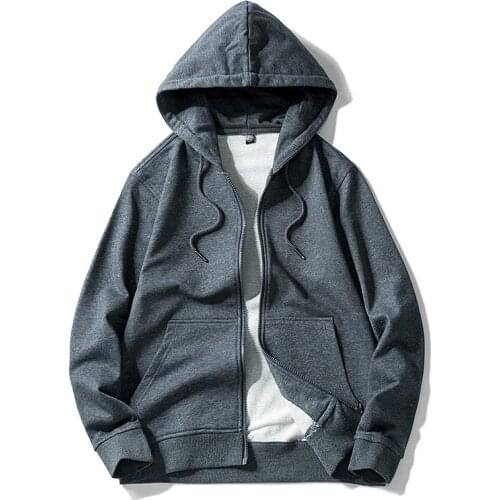 Men New Casual Cotton Solid Hoodie Sweatshirts Winter Loose Style Zipper Hoodie Sweatshirts Men