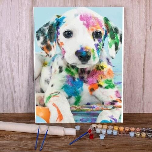 Animal Dog Terrier Coloring By Numbers Painting Package Oil Paints 40*50 Canvas Pictures Home Decoration Adults Drawing
