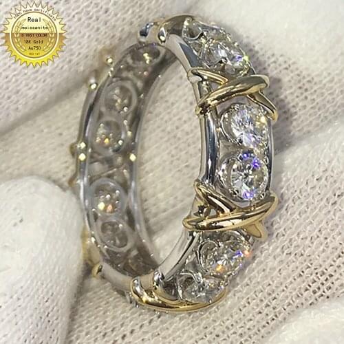 100% 18K 750Au Gold Moissanite Diamond Ring Wedding ring D color VVS With national certificate MO-H100105