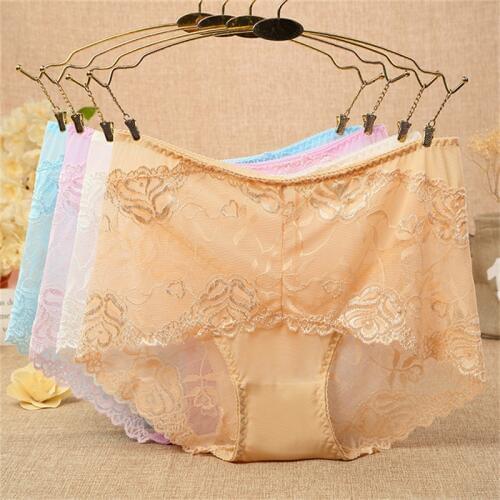 Sexy womens underwear large size lace hollow cotton jacket high waist Panties female embroidery temptation female briefs