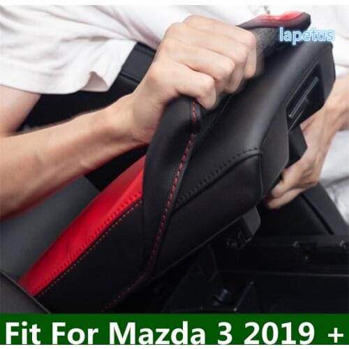 Center Console Armrest Storage Box Protection Cushion Decoration Pad Mat Cover Trim Interior For Mazda 3 2019 2020 PU Leather