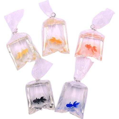 6pcs 5 Color 23*30mm 2021 New Transparent Resin Goldfish Charms In Water Jewelry Pendant Fish Bag Earrings Handmade DIY Material