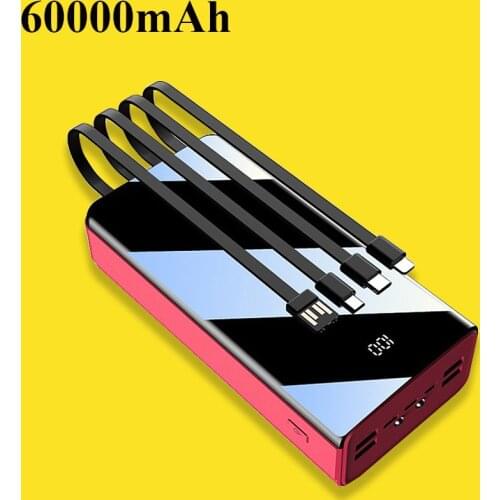 Power Bank 60000mAh Portable Fast Charging Poverbank External Battery Charger Powerbank 60000 mAh for Xiaomi Mi iPhone Samsung
