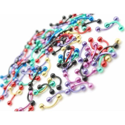 Mix color 10pcs eyebrow curved ring wholesale body piercing jewelry