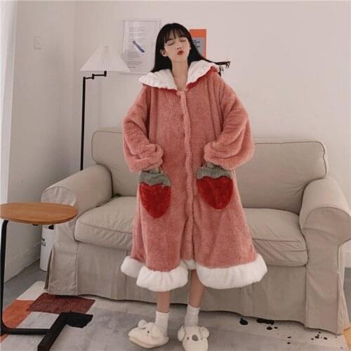 Oversized Hoodie Blanket With Sleeves Women Hoodies Sweatshirts Fleece Strawberry Pocket Zip Up Coats Kawaii Cute Loose Top