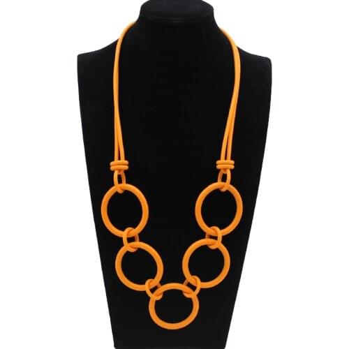 YD&YDBZ New Round Pendant Necklaces Women Gothic Rubber Rope Statement Necklace Boho Party Bar Accessories Jewelry Sweater Chain