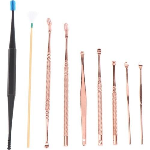 1/5/6/9Pcs Portable Ear Cleaner Set Ear Cleaning Spiral Earpick Ear Wax Remover Ear Curette Spiral Ear Spoon Earpick Set