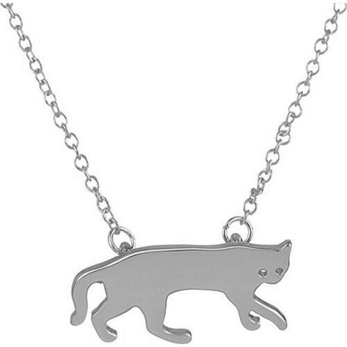 1Pc New Fierce Leopard Silhouette Animal Necklaces Pendants Mix Color Link Chain Men Women Jewelry Book Tag