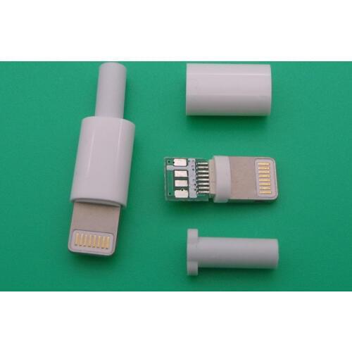 100PCS lighting 8P With chip DIY Welding wire type male plug for iphone 5 6S Mobile phone data cable charging socket