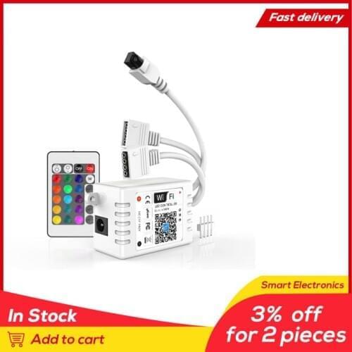 2/1PCS WiFi Smart LED Strip Lights Controller RGB App/Remote Control 24 Key Dual-wire Output Work With Alexa Google Assistant