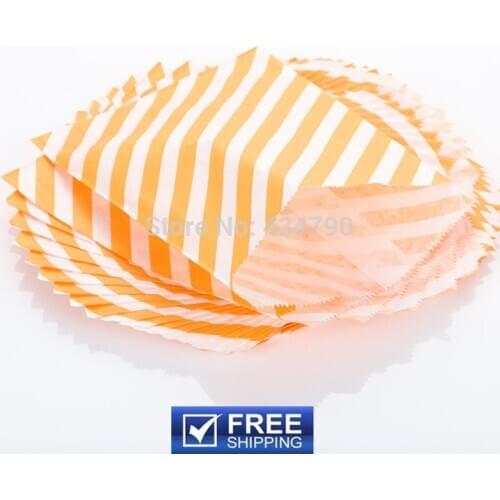 200pcs Paper Halloween Party Favor Bags Orange Diagonal Stripe-Wholesale Buffet Candy Treat Gift Goodie Bag-Choose Your Colors