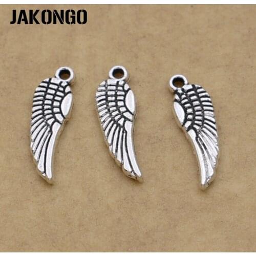 30Pcs/lot Antique Silver Plated Angel Wings Charm Pendant Bracelets Jewelry Findings Accessories Making Craft DIY 16x4mm