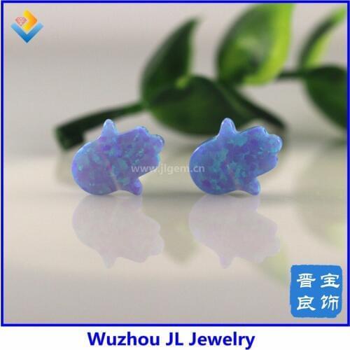 5PCS/lot 11x13mm Synthetic Light Blue Opal Hamsa Hand of Fatima Charm Pendant Hole 1.1mm Thickness 2.5mm Opal Bead