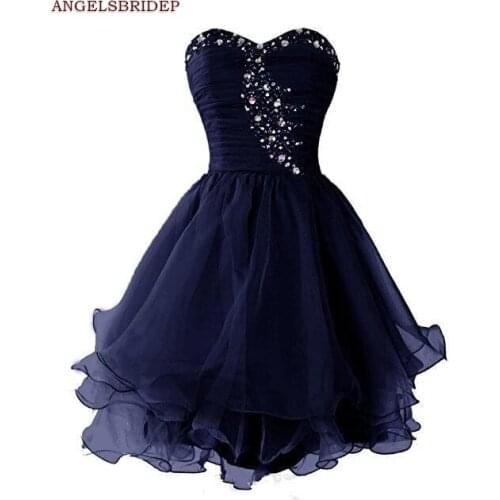 ANGELSBRIDEP Sweetheart Short Homecoming Dress Party Gowns Sparkly Crystal Organza Vestidos De Festa Junior Graduation Dresses