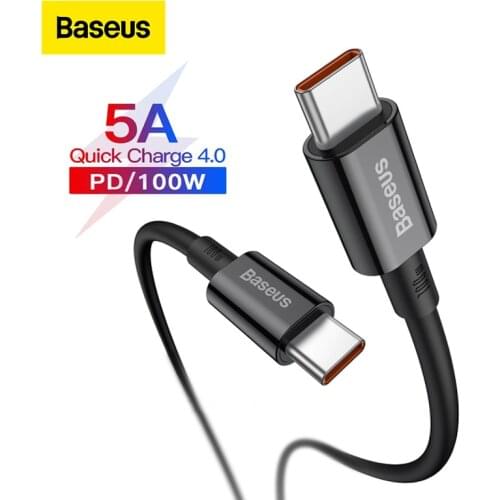 Baseus 100W USB C Cable for Xiaomi Samsung Charger USB Type C Fast Charging for Macbook Samsungx Xiaomi Retractable Cord