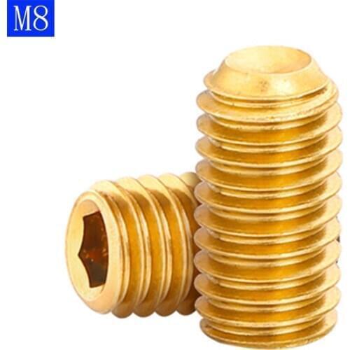 M8 x 1.25 ( 8mm ) Solid Brass Grub Screw Cup Point Hex Socket Set Screws DIN 916 bolts