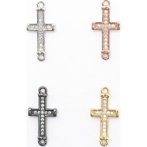 19*9mm cross micro pave cz zircon cubic zirconia beads DIY Copper necklace charm bracelet connectors accessories erft23